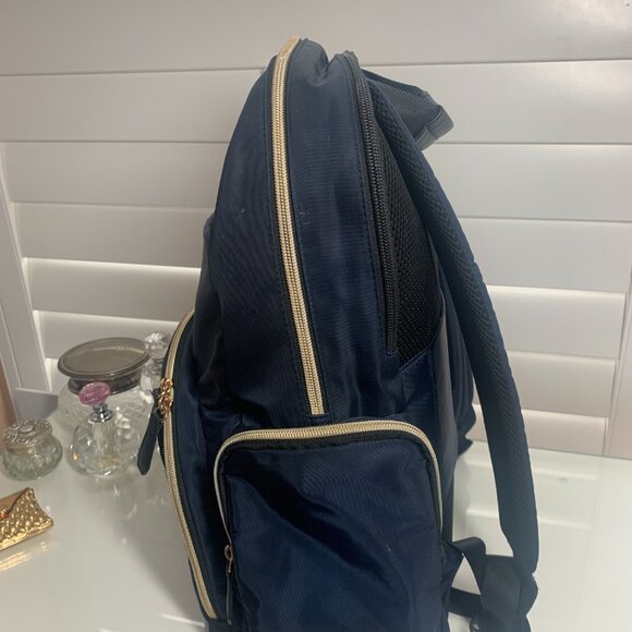 Kenneth Cole Reaction Navy Backpack with Gold Zippers - Picture 3 of 10